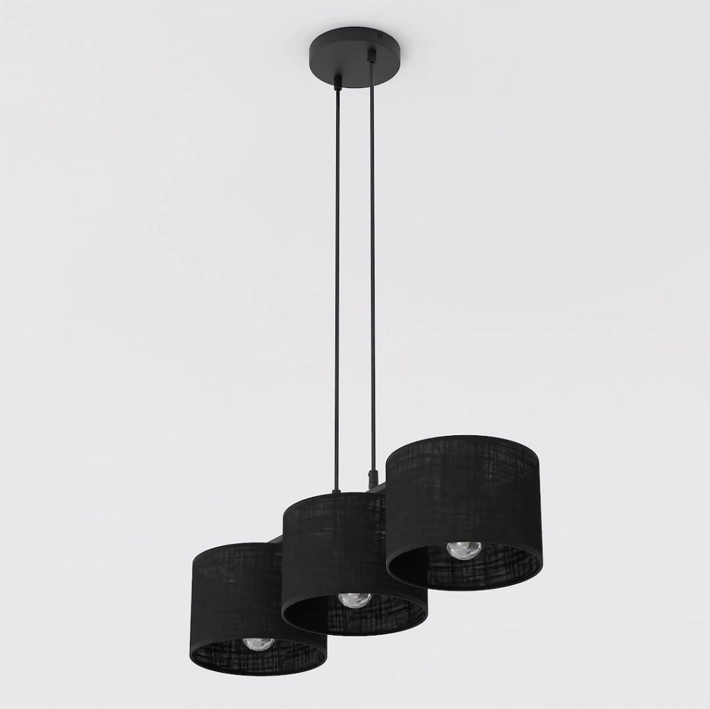 Lampada a sospensione ECO nera 3xE27 cilindrica Emibig