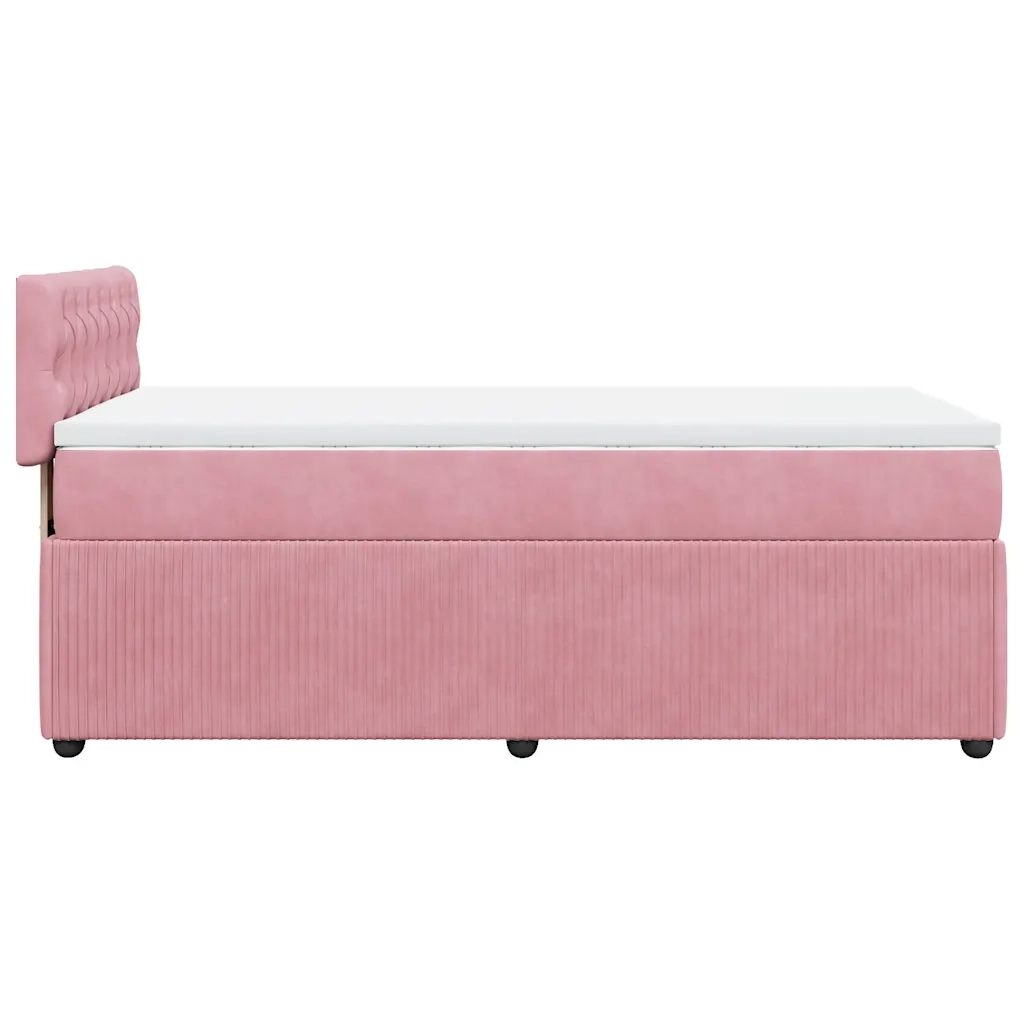 Giroletto a Molle con Materasso Rosa 90x200 cm in Velluto