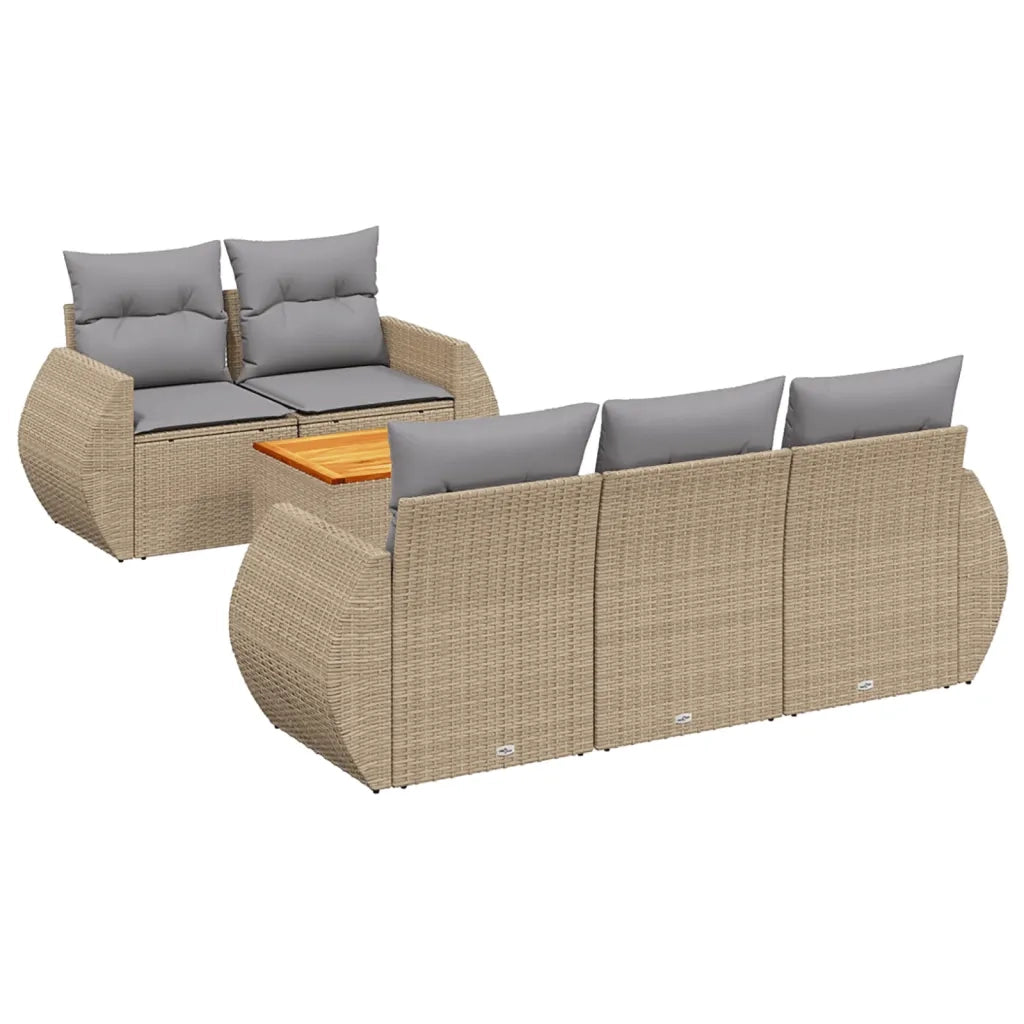 Set Divano da Giardino 6 pz con Cuscini Beige in Polyrattan 3257221