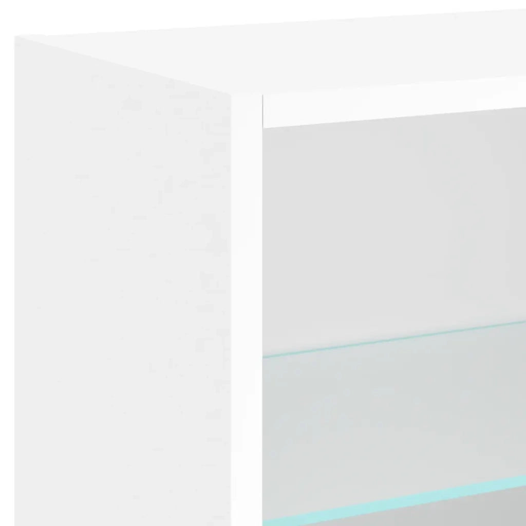 Comodino | Armadio da Notte | Mobiletto da notte con Luci LED a Parete Bianco