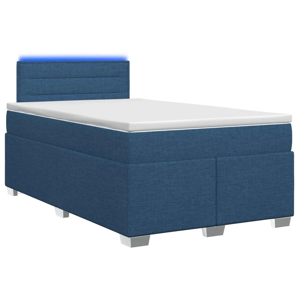 Letto con Box Spring, Materasso e LED Blu 120 x 190 cm Tessuto 3451895