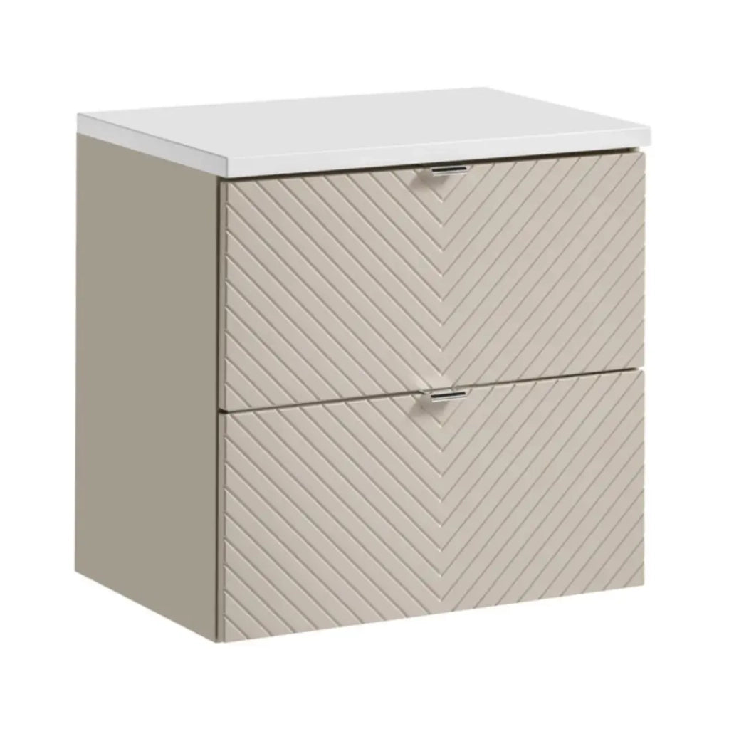 Set bagno AOKI: mobile sottolavabo con cassetti 60cm + piano lavabo bianco