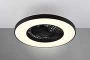 HALMSTADT VENTILATORE E PLAFONIERA LED 38W 4400lm, 2700 - 6500K DIFFUSORE SATINATO CON BORDO NERO CON TELECOMANDO MULTIFUNZIONE DIMMEREABILE D.58CM