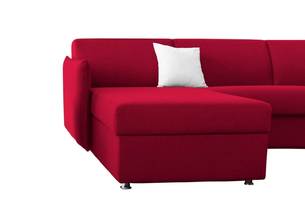 Sumirago, Divano Letto con Penisola Sfoderabile Made in Italy, 260x160 cm Rosso