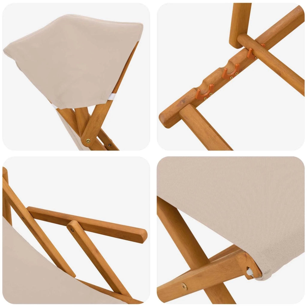 Lettino 4 pcs 3 Posizione Legno di Eucalipto Massello Beige 3407803