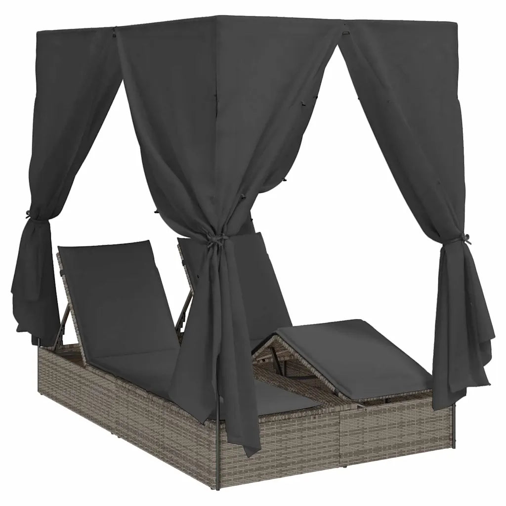 Lettino da sole doppio Grigio 205 x 129 x 200 cm polyrattan