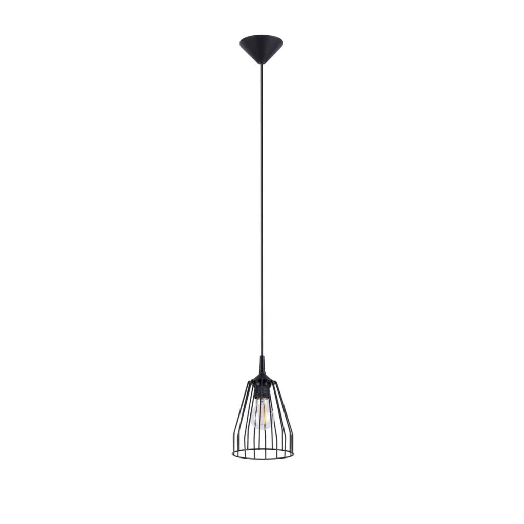 Lampada a sospensione industriale Leyo nera E27 15cm