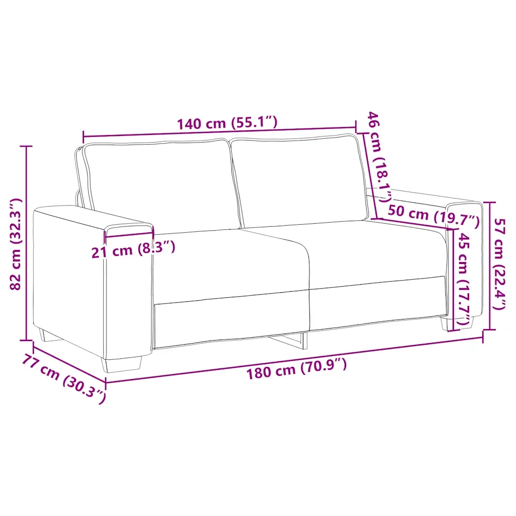 Divano a 2 Posti Rosso Vino 180x77x82 cm in Tessuto 4105169