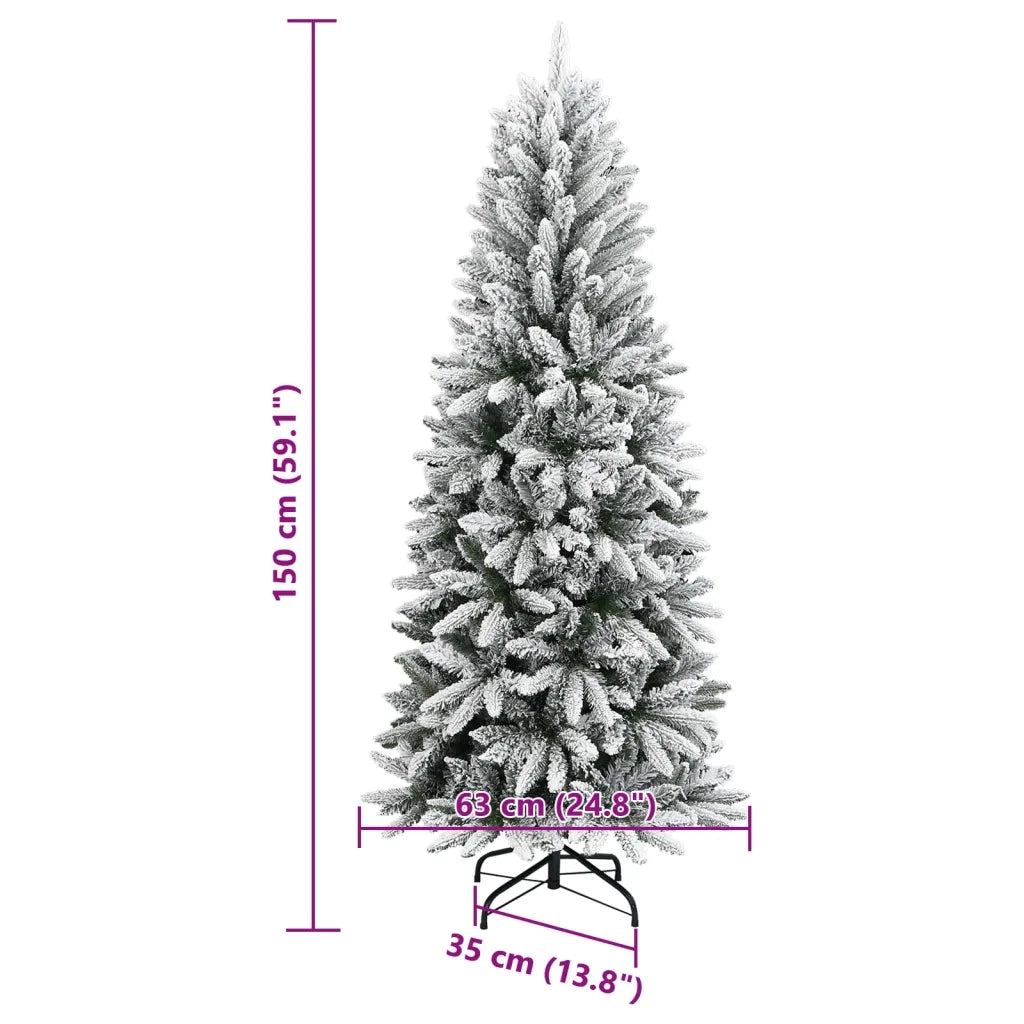 Albero di Natale Artificiale-Albero Natalizio con Neve Floccata 150 cm PVC e PE