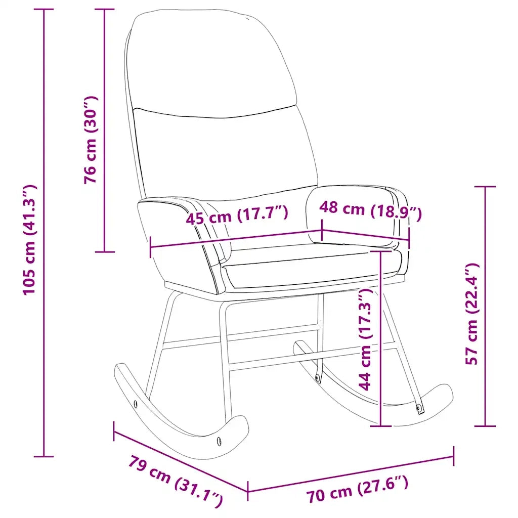 Sedia a Dondolo Grigio Chiaro in Velluto CFW2312736