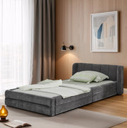 Letto singolo 90x200 cm in ciniglia; Dark Gray