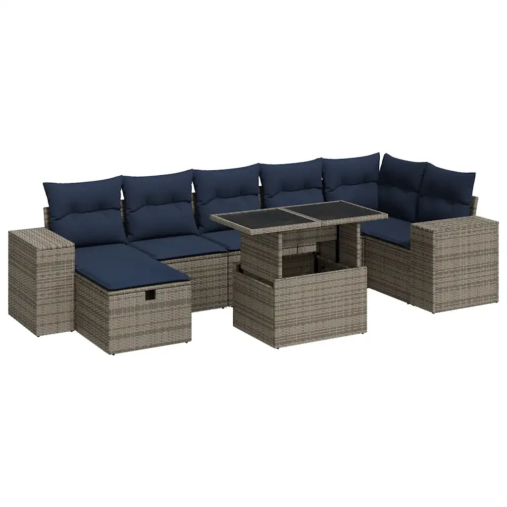 Set Divani Giardino 8 pz con Cuscini Marrone Polyrattan Acacia 3327951