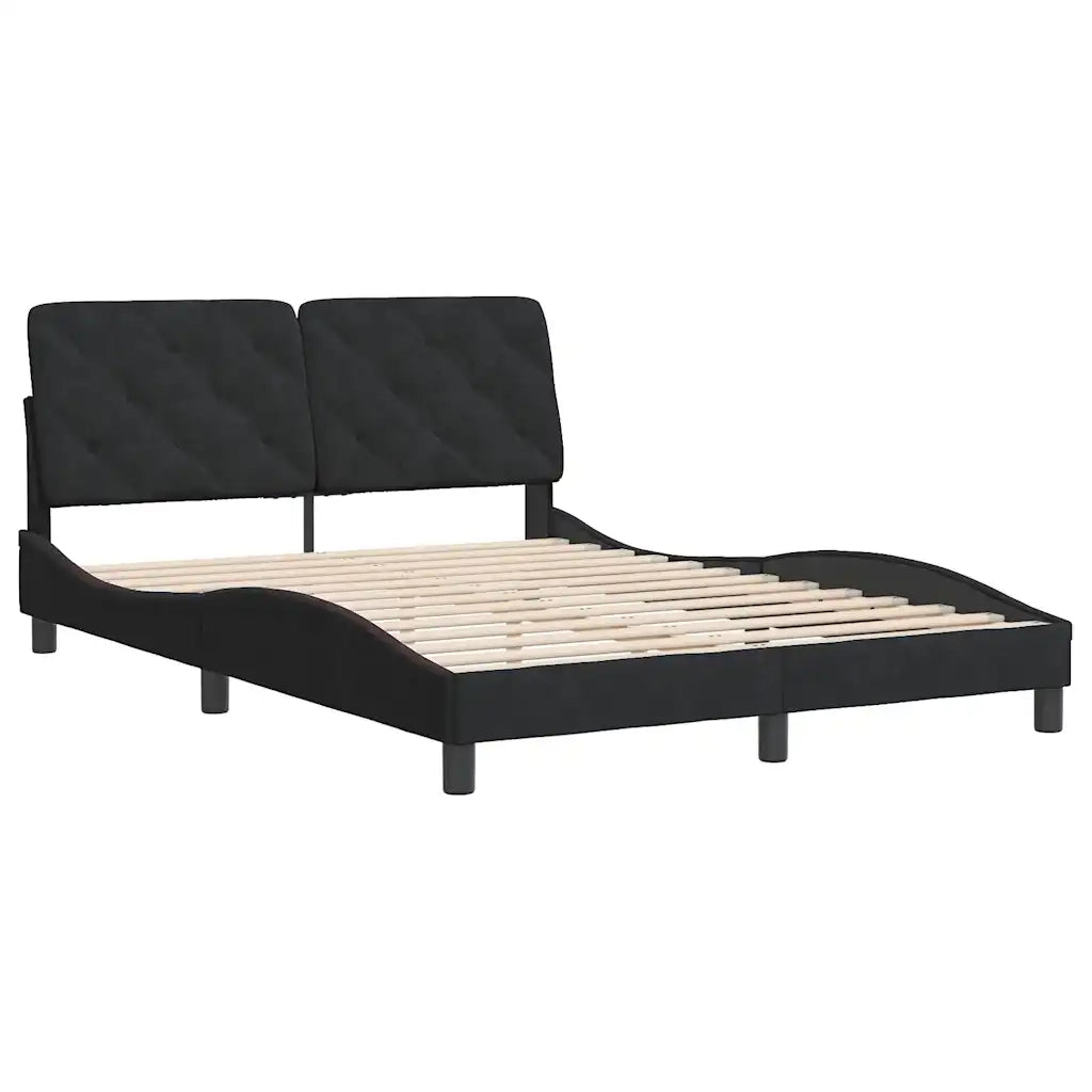 Letto matrimoniale | Letto per adulti | Giroletto senza Materasso Nero 140x200 cm in Velluto