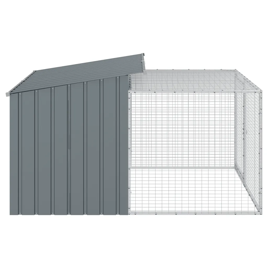 Cuccia per cani con recinto antracite 153x194x110 cm in acciaio zincato CFW2155596