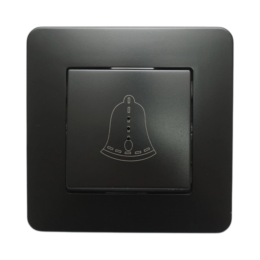 Interruttore campanello LED con ritorno, nero, da incasso, 220V, 10AX, PC 80x80mm