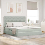 Letto con testiera Grigio chiaro 200 x 200 cm Velluto