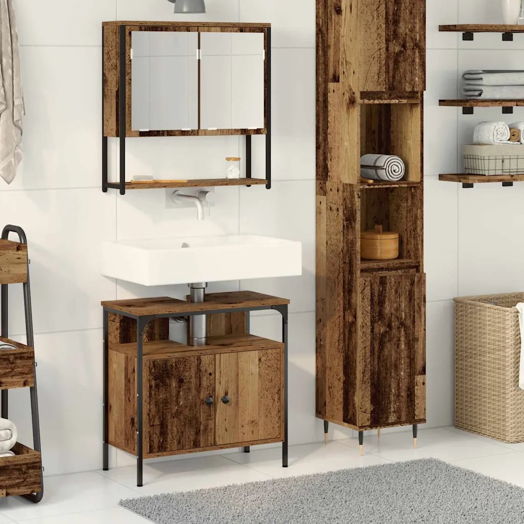 Set di mobili per il bagno 2 pcs Marrone Legno multistrato 3332535