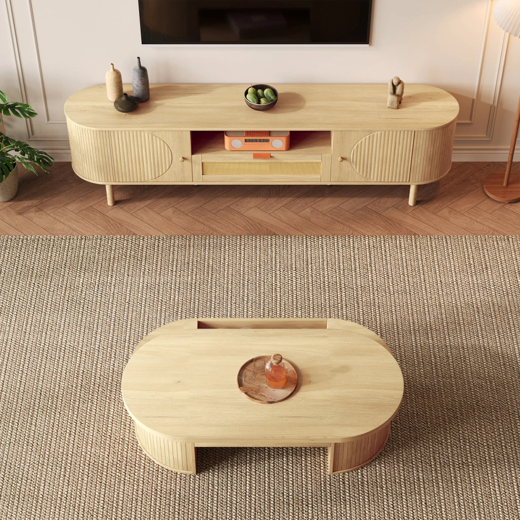 Credenza TV Natural in MDF lunghezza 175 cm