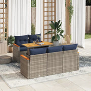 Set Divano da Giardino 6 pz con Cuscini Grigio in Polyrattan 3327442