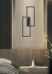 Applique Nera Lampada da parete per interni luce muro a LED 32W moderna con doppio rettangolo luminoso