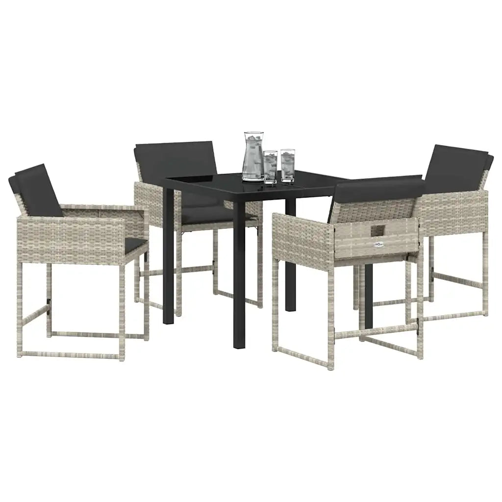 Set da Pranzo per Giardino 5 pcs Grigio chiaro polyrattan
