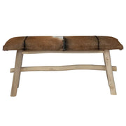 Panca-Sgabello in Pelle di Capra e Teak