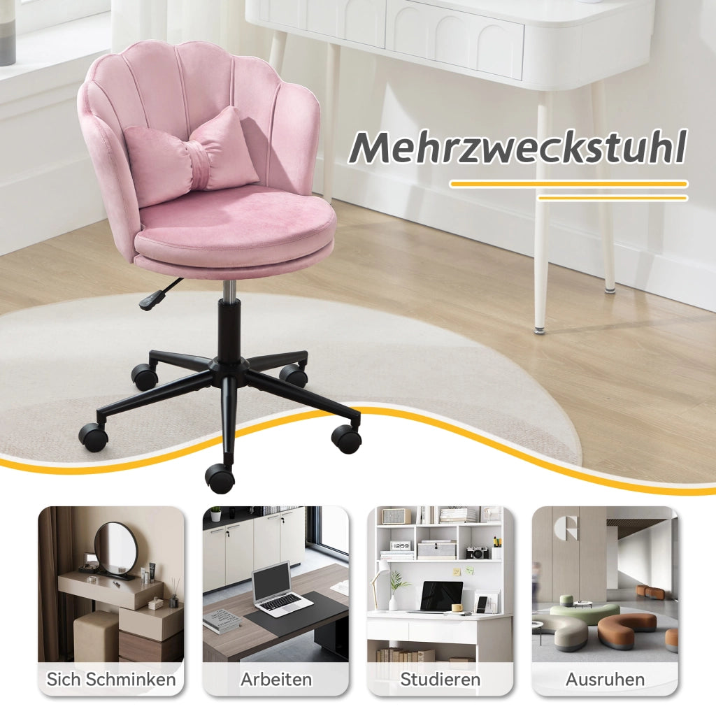 SEDIA Girevole regolabile 55x62x73-83 cm Velluto Rosa
