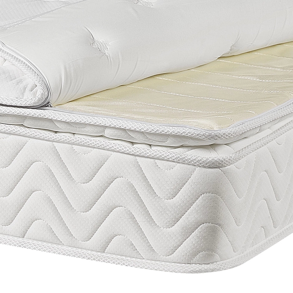 Materasso a molle insacchettate Tessuto di bambù bianco 160 x 200 cm5 zone Rivestimento sfoderabile medio rigido