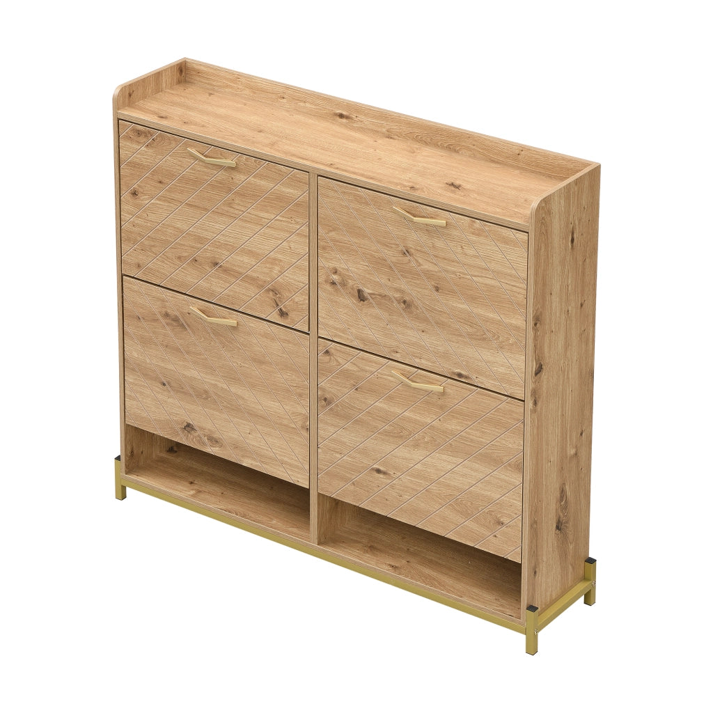 Scarpiera moderna in effetto legno - Zephmum - 4 ante - Compatta e robusta