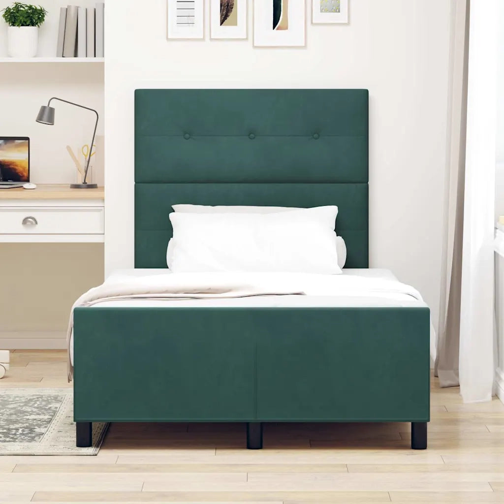 Letto a molle con testiera Verde Scuro 120 x 200 cm Velluto