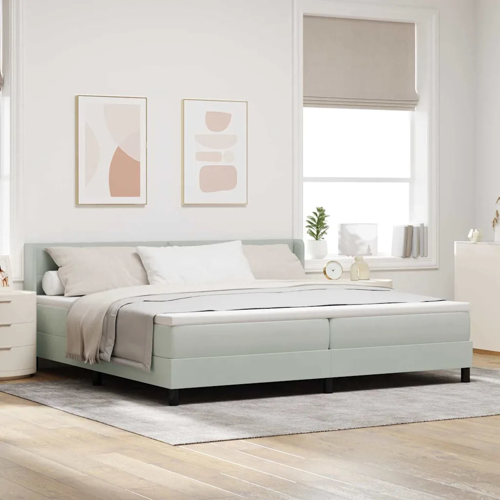 Letto a molle Grigio chiaro 200 x 200 cm Poliestere