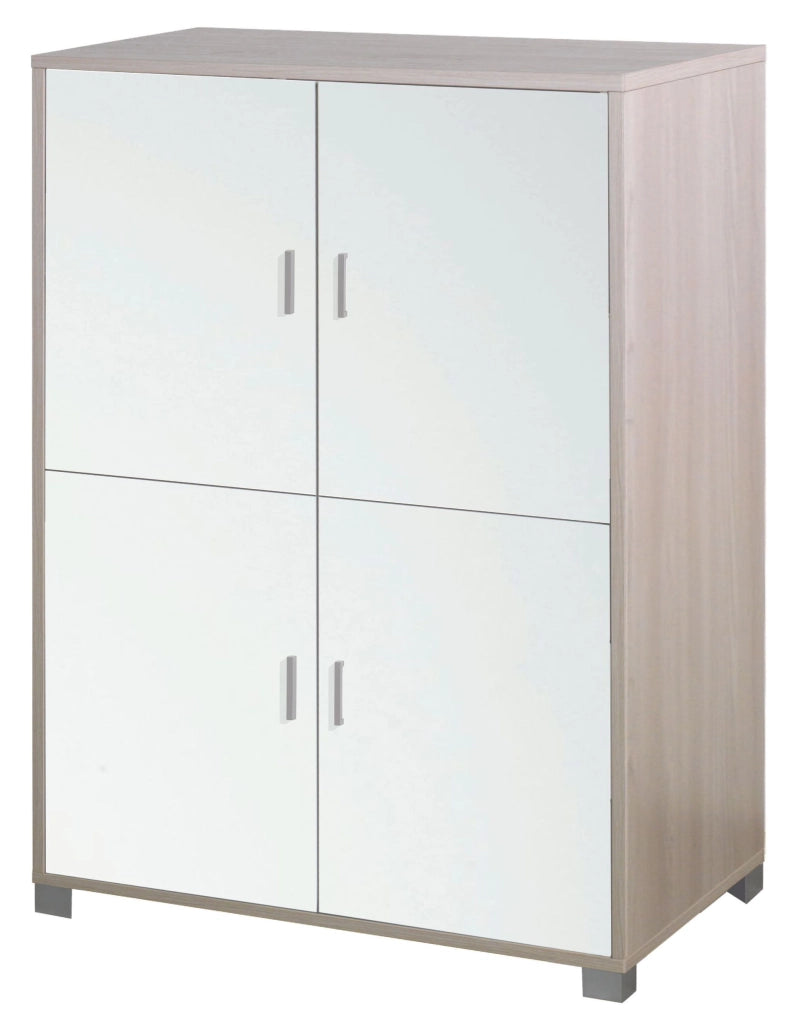 Mobile Armadio 4 ante H162 L107 P41 struttura Olmo Chiaro frontali Bianco Lucido 734k Sarmog