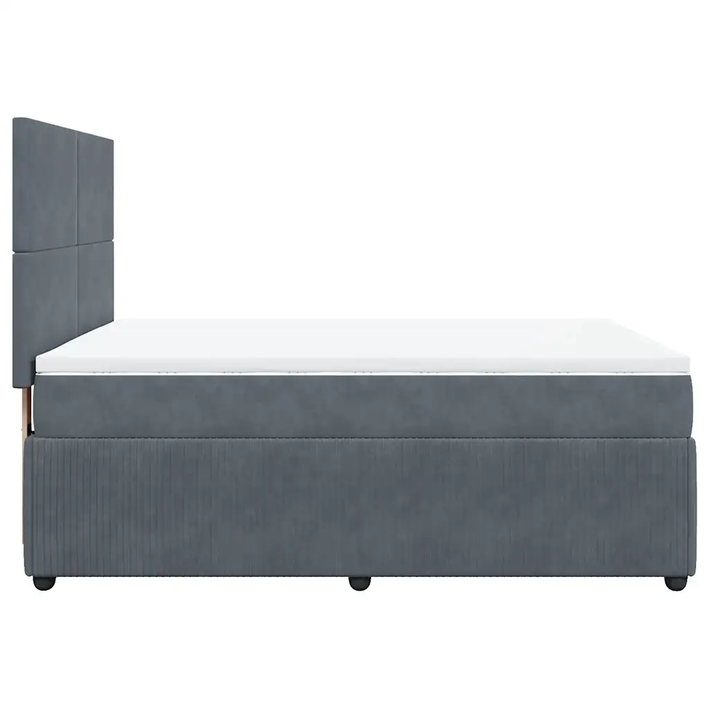 Giroletto a Molle con Materasso Grigio Scuro 140x190 cm Velluto