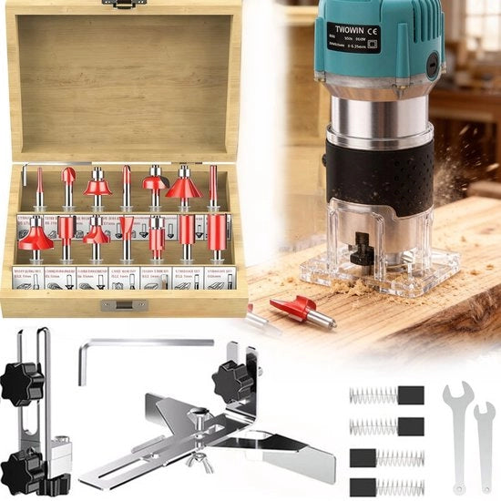 Trimmer elettrico - 800W - 30.000 giri/min - Collet 1/4" - Bit in carburo