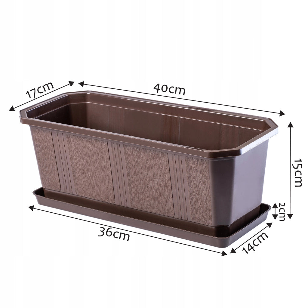 Vaso da fiori per balcone KADAX da 40 cm con supporto e balaustra.