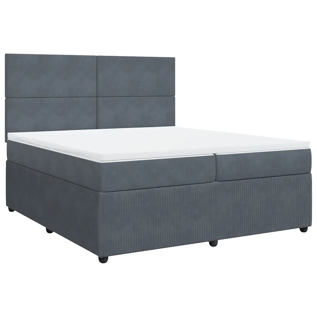 Giroletto a Molle con Materasso Grigio Scuro 200x200 cm Velluto 3292425