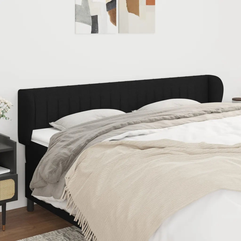 Testiera ad Orecchio-Testata con Orecchie Nera 203x23x78/88 cm in Tessuto 196207