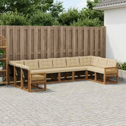 Set di divani da esterno con cuscino 10 pcs Naturale e Beige 3382245