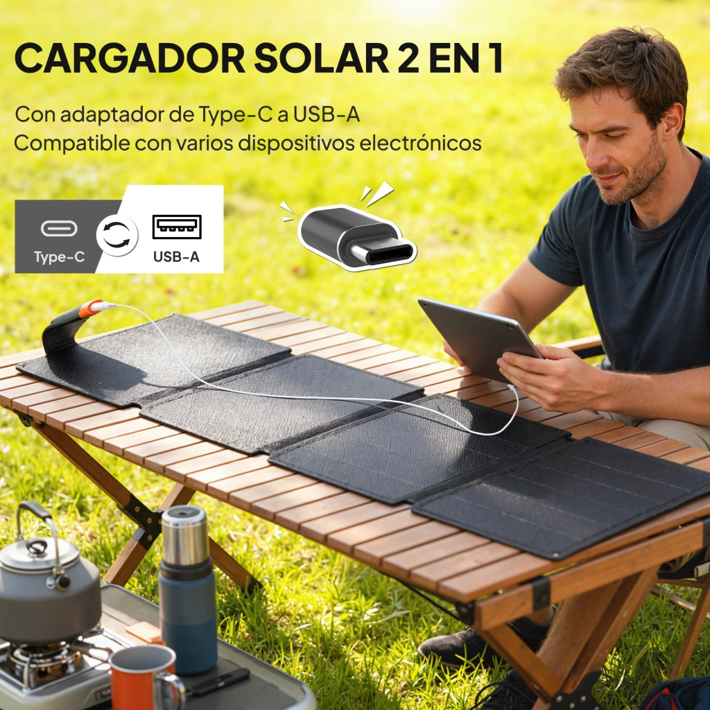Pannello Solare Pieghevole 36W con USB-A e Tipo-C IP67 ¨C zephmum ¨C Nero