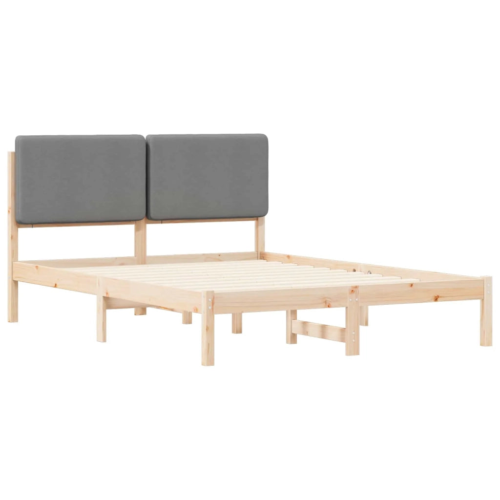 Letto con Testiera Rivestita Grigio chiaro 140 x 190 cm 877914