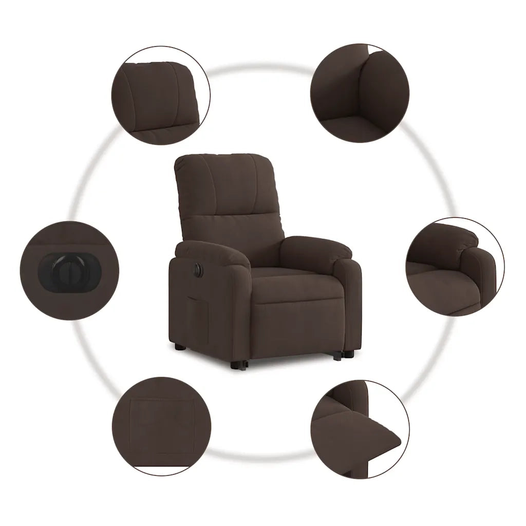 Poltrona Alzapersona Reclinabile Elettrica Marrone Microfibra 3204942