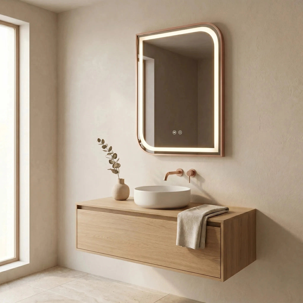 Specchio Led Zone 70x50 Brush Rose Gold