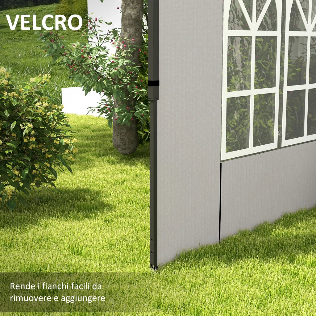 Set 2 Pareti Laterali per Gazebo con Finestre ¨C Xylo ¨C PE Bianco 293x193 cm