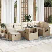 Set Divano da Giardino 8 pz con Cuscini Beige in Polyrattan 3327868