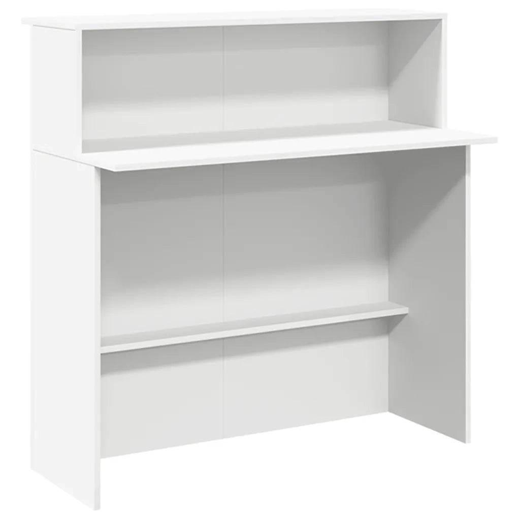 Scrivania | Tavolo da Ufficio per Reception Bianca 180x50x103,5 cm in Legno Massello
