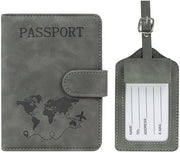 Tas per documenti di viaggio con blocco RFID - Pelle artificiale - Porta tessere - Etichetta per bagaglio - Molte tasche - Dimensioni 11,5 cm x 15 cm - Porta documenti per viaggi