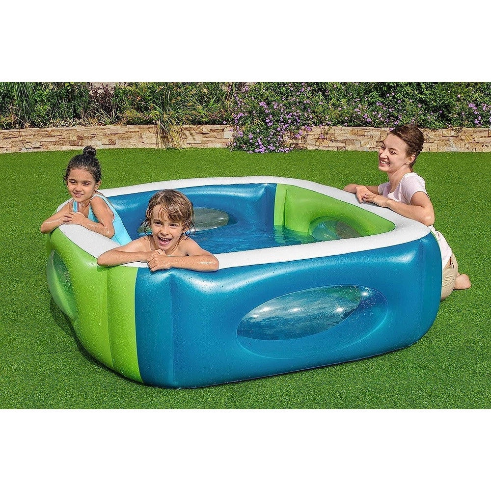 Trade Shop - Piscina Per Bambini Window Multi Color Con Oblo' 168x168x56 Cm Piscinetta 51132 -