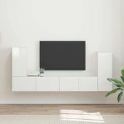 Set mobile TV 4 pcs Bianco Lucido Legno multistrato 3409118