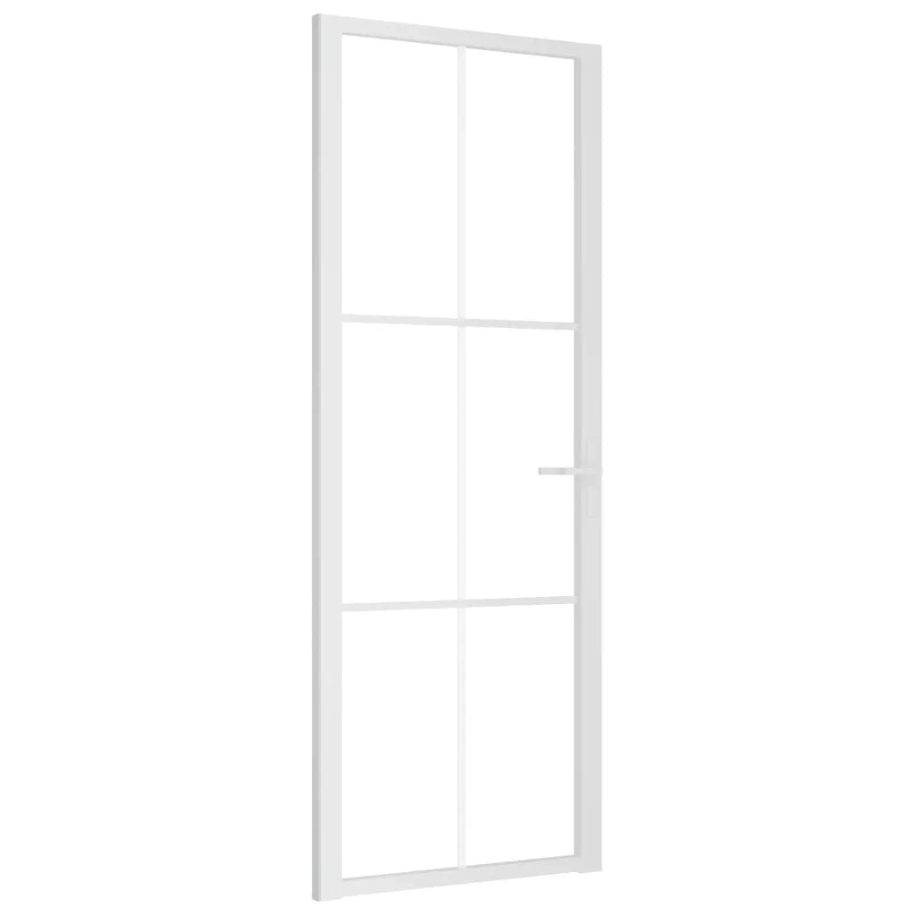Porta Interna 76x201,5 cm Bianca in Vetro ESG e Alluminio 350572