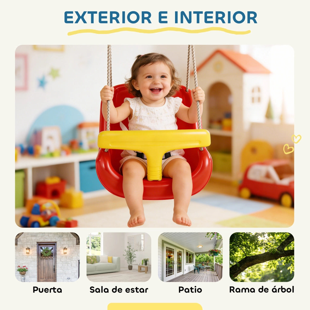 Altalena per Bambini con Cuscino e Sicurezza ¨C Minimal ¨C Rosso per Interno/Esterno